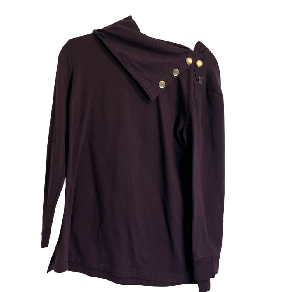 The Sweatshirt Project Cowl Neck Size S Plum/Purple Snap Shoulder